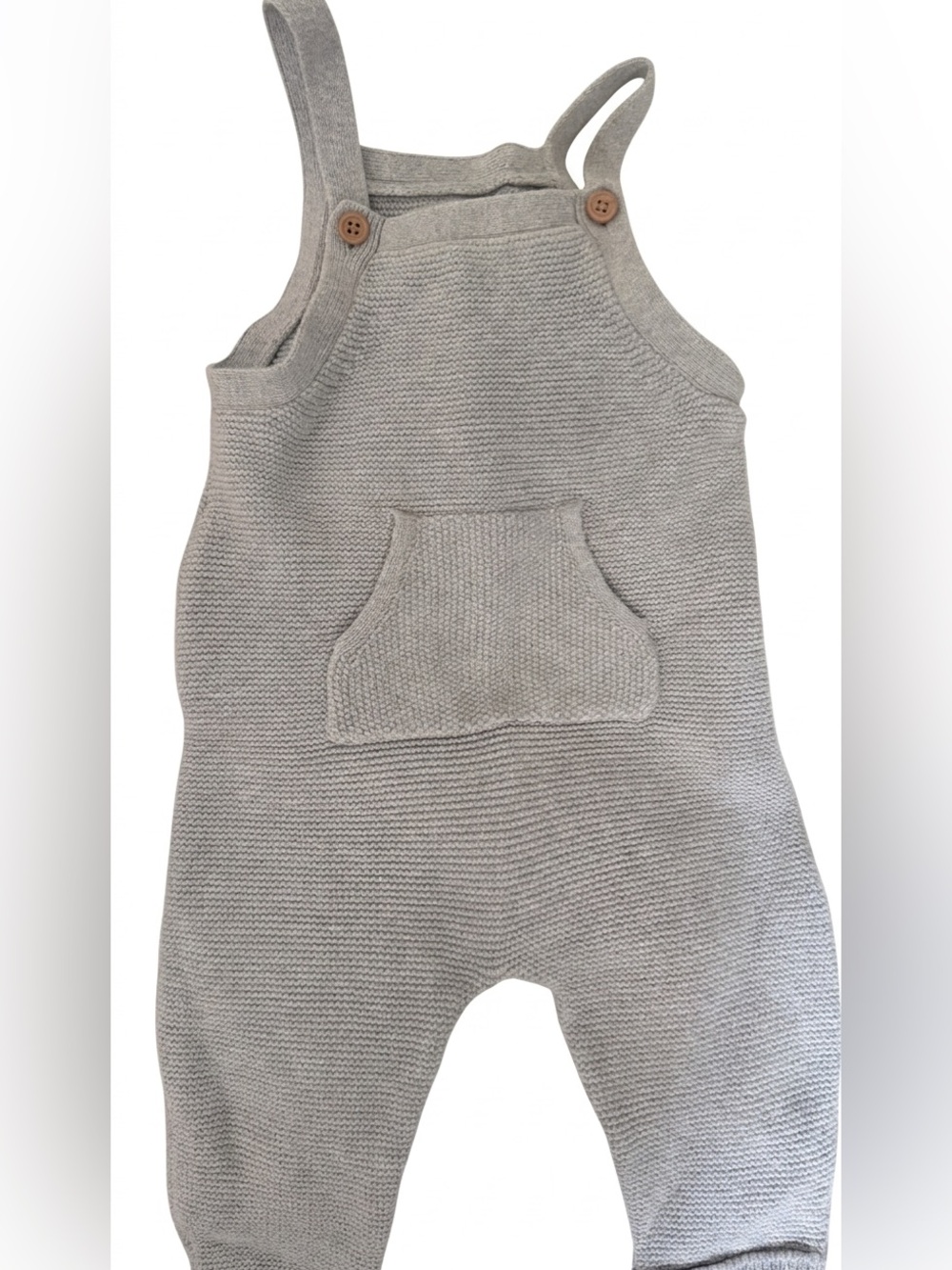Size 9M Little Planet Organic Knit Overalls in Light Gray